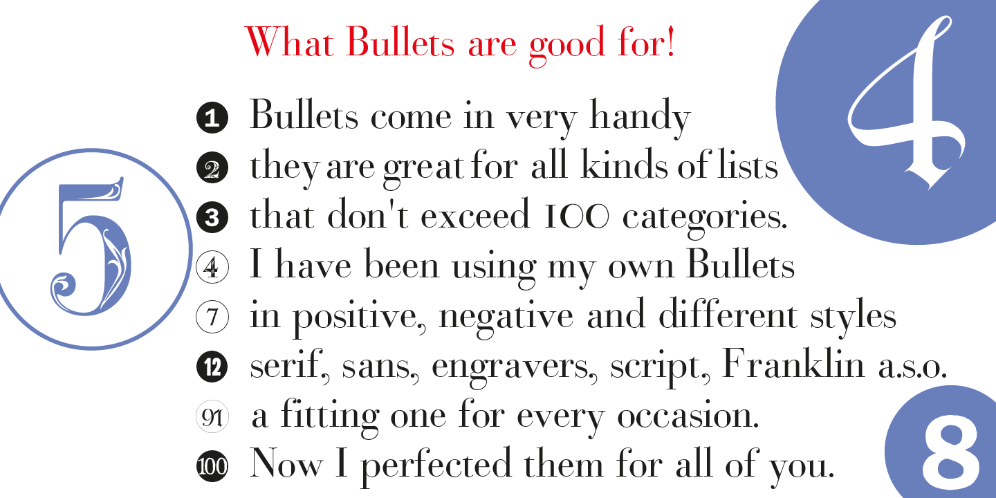 Beispiel einer Bullets Copperplate neg-Schriftart